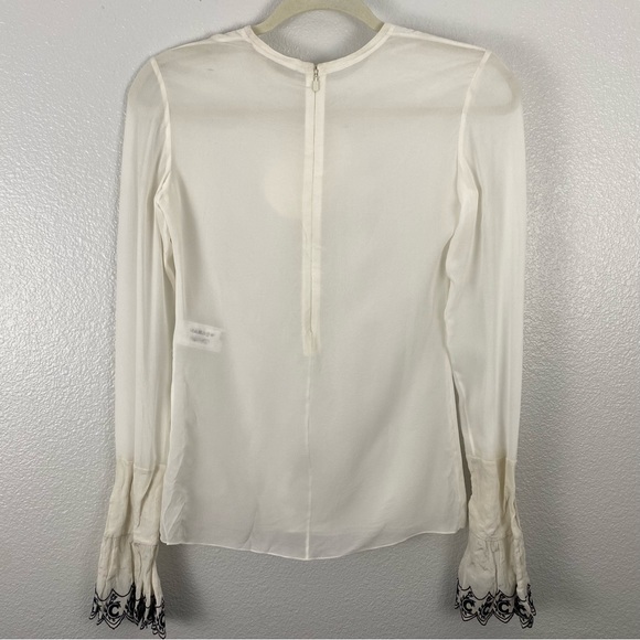 Chloé 100% Silk Embroidered Wide Sleeve Long Sleeve Top - Picture 5 of 15